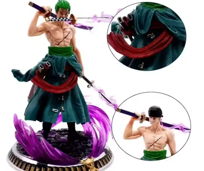 Roronoa Zoro One Piece Anime Action Figure | Limited Edition PVC Collectible Toy | Sword Hero Statue with Purple Aura Base