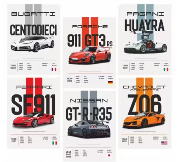 A4 size Car posters , 300 gsm
