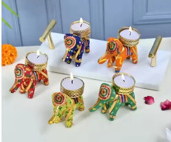 Pack of 5 Elephant Tealight candle holder for home decoration
