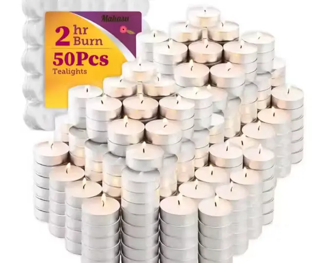 Tea-Light Candle Pack Of 50, White, Fragrance Free, Smoke free, Long Lasting