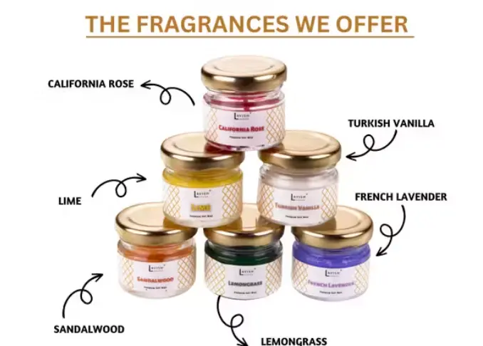 Candles Cute Perfume Scented Mini Jar Candles for Home Decor & Gifting (Set of 6) | California Rose, Lemon Grass, Jasmine, Turkish Vanilla, Lavender & Sandalwood Candles Candle (Multi color, Pack of 6), Perfume Candles