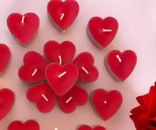 Smokeless Romantic Rose Scented Heart Candles, Set of 12