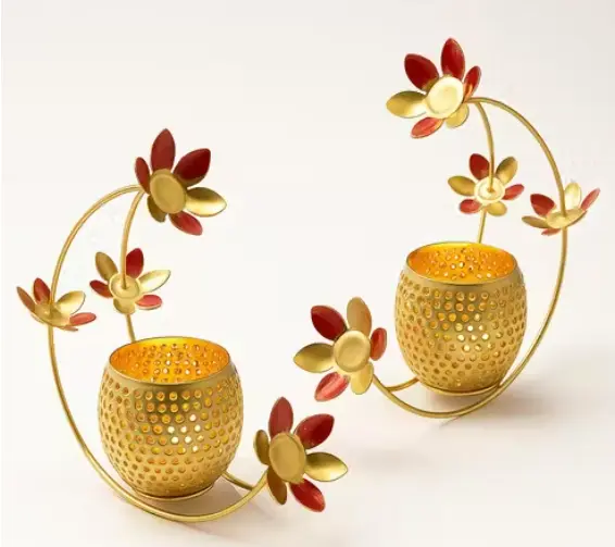  DECOR flower tealight holder set of 2