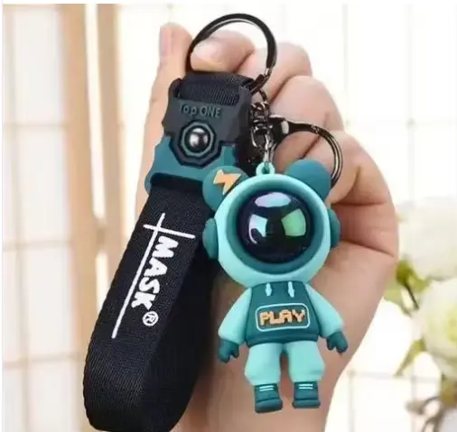 Astronaut Bears Key Chains Ring Fashion Cute Animal Bag Key ring Holder for Motor Bike Car Accessories Gift grey