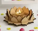 Lotus Base with 16 Leaves | DIY Craft Base for Decoration, Rangoli, Resin, Painting | Festive Decor for Diwali & Ganesh Chaturthi (6 Inch Round, Imported MDF)