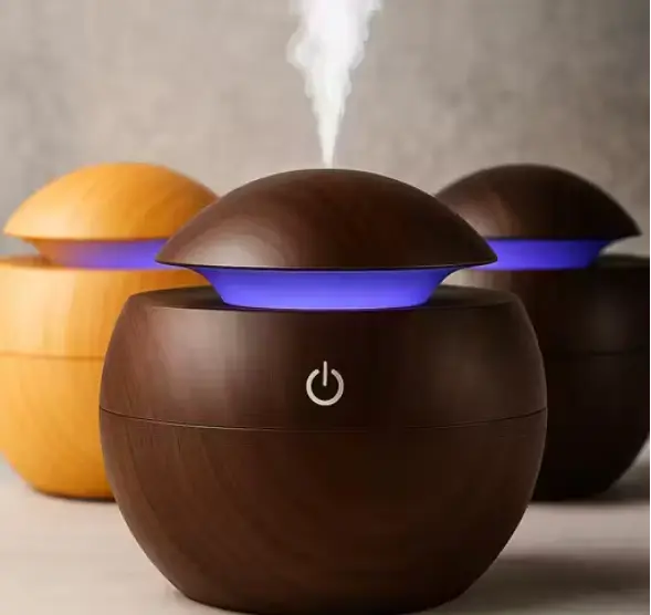 Wooden Cool Mist Humidifiers Essential Oil Diffuser Aroma Air Humidifier with Colorful Change for Car, Office, Babies, humidifiers for Home, air humidifier for Room