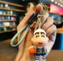 Cute Shinchan 3D Silicon Keychain With Bag Charm and Strap Couple Gift Item For Cartoon Lover (Holding Basket Ball)