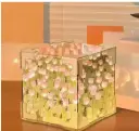 Tulip Cube Mirror Lamp, 20 Flowers LED Decorative Lamp, 2 in 1 Mirror & Table Ornaments for Bedroom Livingroom Desktop Decor Birthday Gift