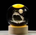 Glass Lamp 3D Ball Astronomy Night Lamp with Base