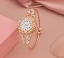 Fusion Bracelet & Bangles | Elegant Rose Gold-Plated Butterfly Design Bracelet Watch for Women and Girls | American Diamond Studded Bangle Style | Perfect for Parties and Special Occasions 