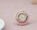 Rose Gold-Plated Designer Ring Watch for Women and Girls | Square American Diamond Studded Dial Ring Watch | Stylish and Elegant Fashion Accessory 