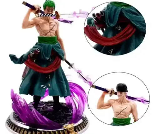 Roronoa Zoro One Piece Anime Action Figure | Limited Edition PVC Collectible Toy | Sword Hero Statue with Purple Aura Base