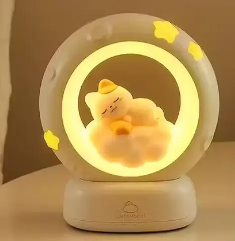 LED Night Lamp, Moon LED Night Lamp with 3 Brightness Modes & Touch Control, Night Light for Boys and Girls,Squishy Night Light for Bedroom & Kids Room,Rechargeable Kitty Lamp for Kids & Baby Bedroom.