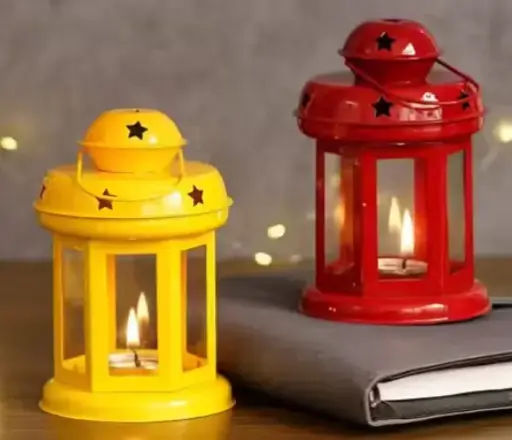 Metal Wall Hanging Lantern ( pack of 2 )Tea Light Candle Holders - Home Decor and Gift for Diwali, Festival, Indoor, Outdoor Use