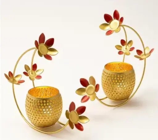  DECOR flower tealight holder set of 2