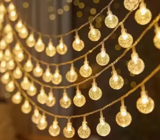 Crystal Ball String Lights – 14 LED, 3 Meter Warm White – Decorative Waterproof Fairy Lights for Indoor/Outdoor, Garden, Diwali, Christmas, Wedding, Party & Festival Decoration Pack of 1