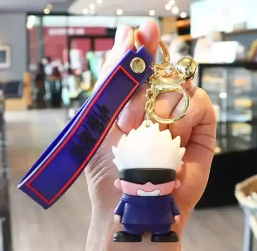 Satoru Gojo Jujutsu Kaisen 3D keychain With Long Ribbon made of Silicon Anime Keychain