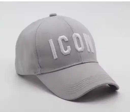 Unisex Grey Cotton Baseball Cap Embroidered 