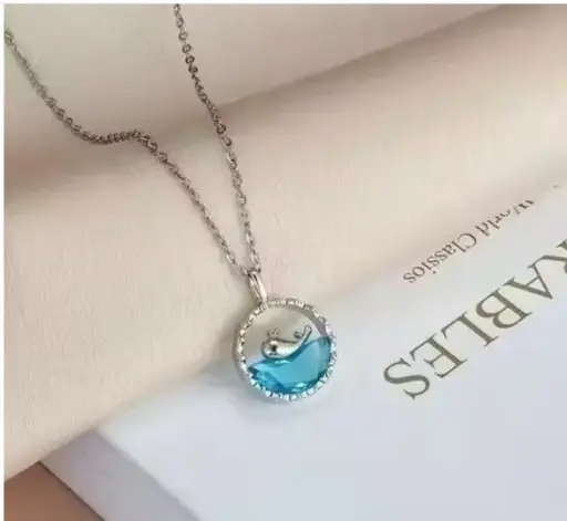 Ocean Charm Dolphin Necklace – Silver Plated Stainless Steel Linked Chain for Girls | Raksha Bandhan & Friendship Day Jewelry