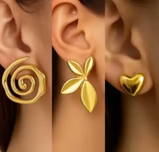Combo of 3 Earrings Korean Latest For Women And Girls Stainless Steel Trendy Jewellery Earings, New EARRINGS For Womens And Girls